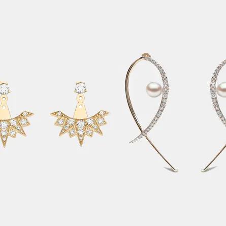 أقراط Sleek Floating من يوكو لندن Yoko London وأقراط Piaget Sunlight من بياجيه Piaget