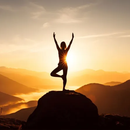 فتاة طموحة ترقص على قمة جبل النجاح