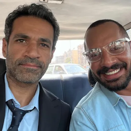 عمرو وهبة وصدقي صخر من كواليس مسلسل رقم سري - الصورة من حساب عمرو وهبة على انستغرام