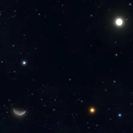 اقتران القمر بالمريخ والمشتري في مثلث سماوي بديع زين سماء العالم العربي فجر اليوم