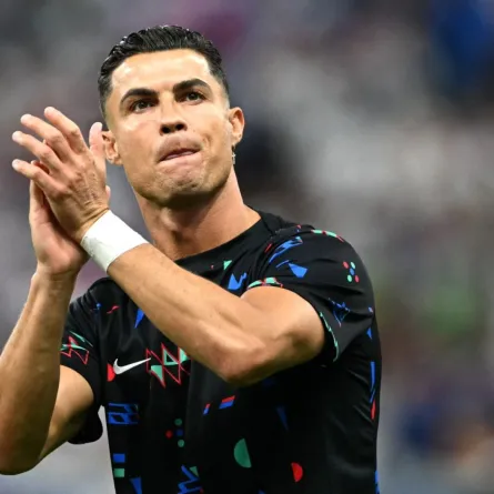 كريستيانو رونالدو في ملعب فرانكفورت أرينا في فرانكفورت أم ماين (Cristiano Ronaldo at the Frankfurt Arena in Frankfurt am Main). مصدر الصورة: PATRICIA DE MELO MOREIRA / AFP