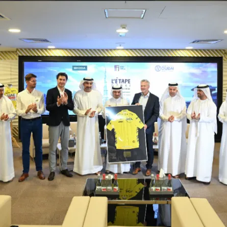  المؤتمر الصحفي الذي عقد في مقر مجلس دبي الرياضي. الصورة من مكتب دبي الإعلامي