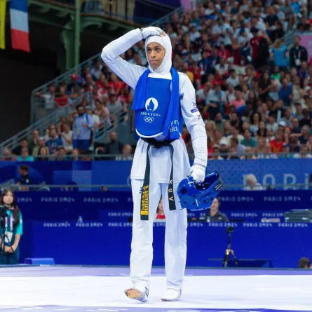 دينا أبوطالب. الصورة من الحساب الرسمي للاتحاد السعودي للتايكوندو على منصة x