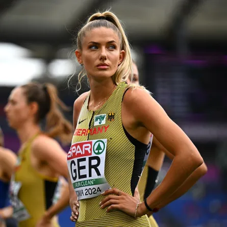 الرياضية الألمانية أليسا شميدت Alica Schmidt (مصدر الصورة: Mattia Ozbot/Getty Images for European Athletics)