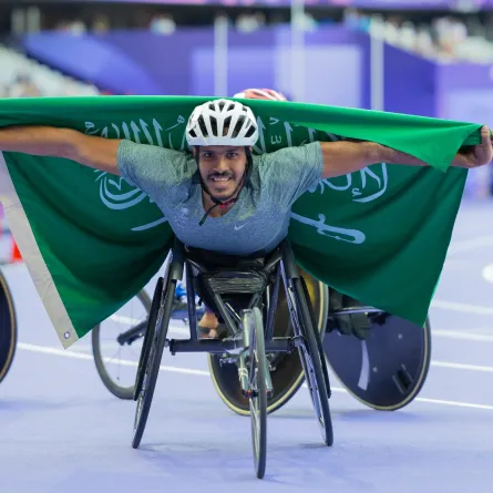 البطل عبد الرحمن القرشي- الصورة من حساب اللجنة الأولمبية والبارالمبية السعودية على منصة إكس 