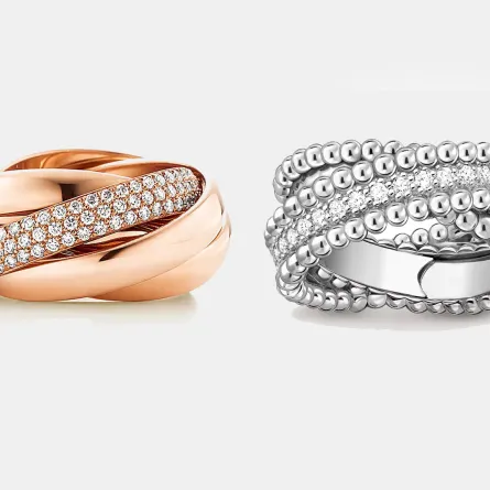 خاتم Perlée diamonds duo من فان كليف أند آربلز  Van Cleef & Arpels وخاتم Paloma's Melody من تيفاني آند كو Tiffany & Co