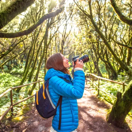 سائحة في المساحات الخضراء