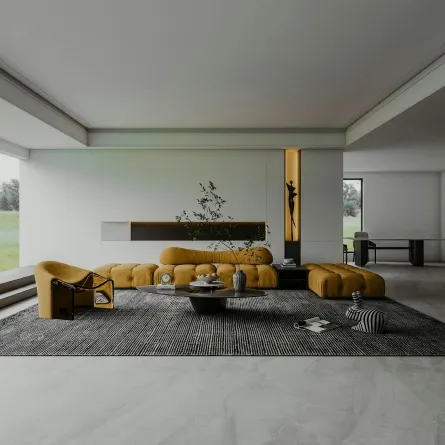 غرفة جلوس لافتة في ديكوراتها