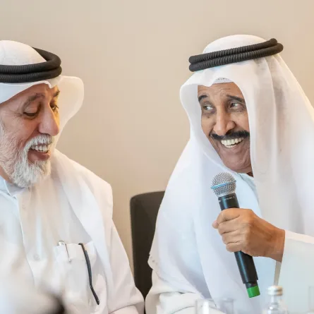 محمد جابر الصخي وأحمد الجسمي -الصورة من المركز الاعلامي لمهرجان المسرح الخليجي