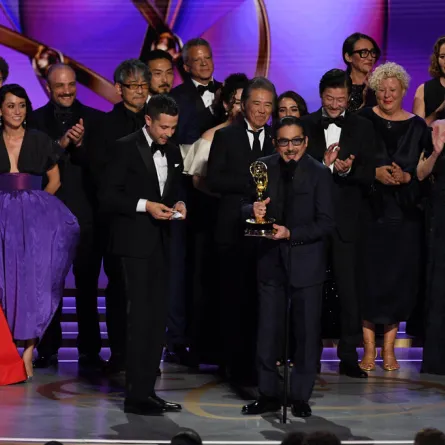 فريق عمل مسلسل Shogun في حفل جوائز إيمي 2024 (مصدر الصورة: VALERIE MACON / AFP)