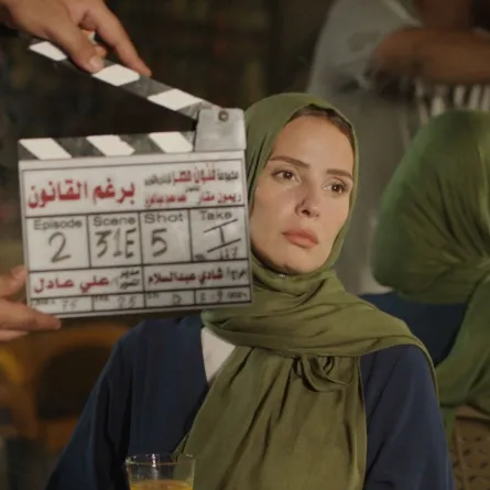 إيمان العاصي في مشهد من مسلسل برغم القانون - الصورة من المكتب الإعلامي للشركة المتحدة