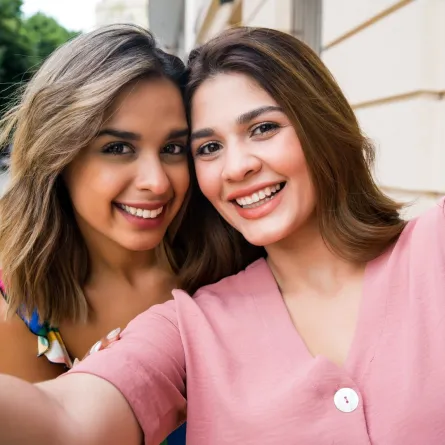 صديقتان تلتقطان صورة سيلفي