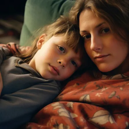 صورة لأم تحتضن طفلتها