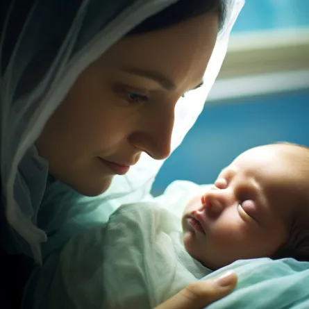 صورة لأم مع مولودها في اللحظات الأولى للولادة