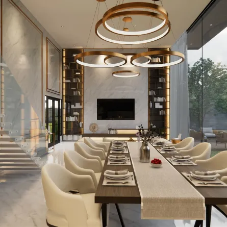 منزل فخم مضاء بصورة مدروسة