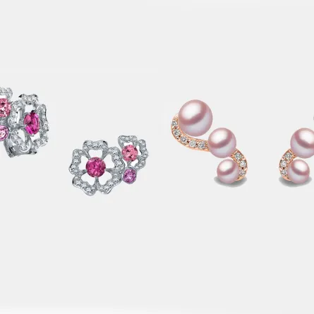 أقراط Sleek من يوكو لندن Yoko London وأقراط Tudor Rose Petal من جيرارد Garrard