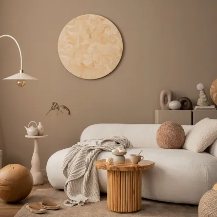 ديكورغرفة المعيشة مميز بألوان محايدة