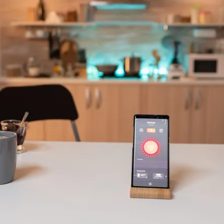 هاتف ذكي مزود بتطبيق لتشغيل وإطفاء الأضواء 