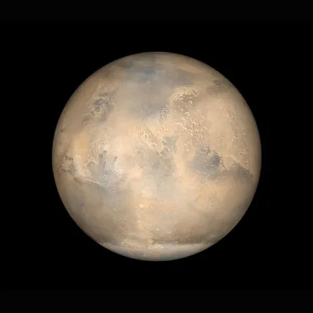 منظر محاكاة للمريخ كما يمكن رؤيته من مركبة فضائية