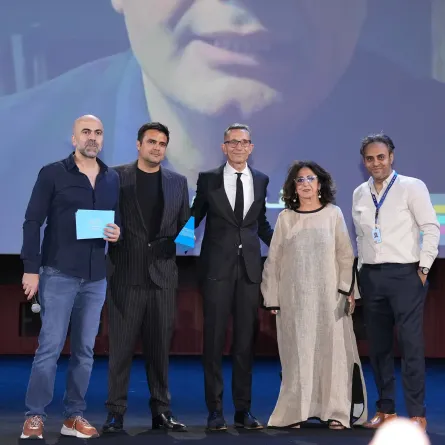 مارين خوري وأندرو محسن ضمن حفل جوائز النقاد العرب- الصورة من المركز الإعلامي 