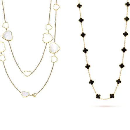 سلسلة Vintage Alhambra من فان كليف أند آربلز  Van Cleef & Arpels وسلسلة Happy Hearts من شوبارد Chopard