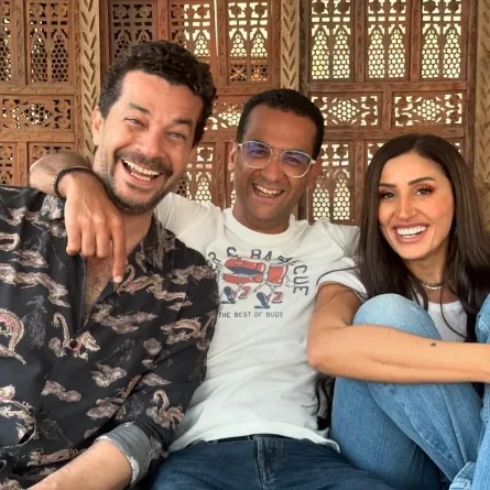 دينا الشربيني وشريف سلامة والمننتج وسام سيف - الصورة من حساب وسام سيف على إنستغرام