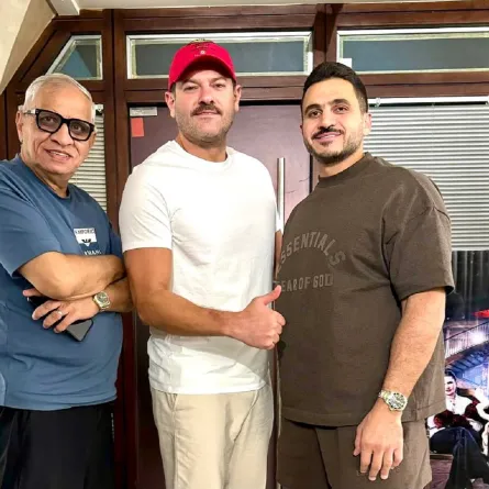 عمرو يوسف مع المنتج أحمد السبكي والمخرج كريم السبكي- الصورة من صفحة المنتج أحمد السبكي على إنستغرام
