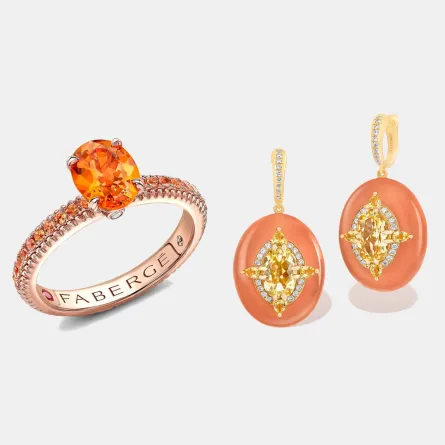 أقراط Reveal من بوغوصيان Boghossian وخاتم Fluted من فابرجيه Fabergé