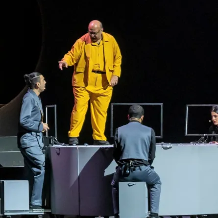 لقطة من إحدى المسرحيات لليوم السادس -الصورة من المركز الإعلامي لمهرجان الرياض للمسرح