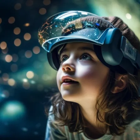 صورة لطفلة تتابع تطبيقات الذكاء الاصطناعي