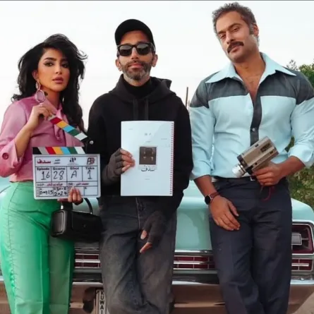 حسين المهدي وبثينة الرئيسي من كواليس مسلسل سدف- الصورة من صفحة المخرج محمد أنور محمد