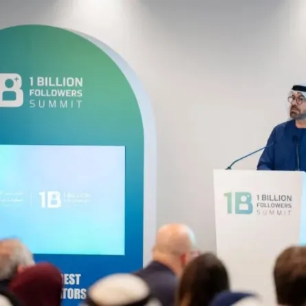 قمة المليار متابع هي أول قمة متخصصة بتشكيل اقتصاد صناعة المحتوى والأكبر من نوعها عالمياً - الصورة من المكتب الإعلامي لحكومة دولة الإمارات على منصة إكس