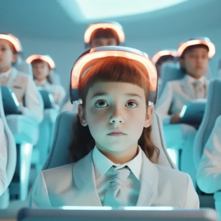 صورة لأطفال يتعاملون مع الذكاء الاصطناعي