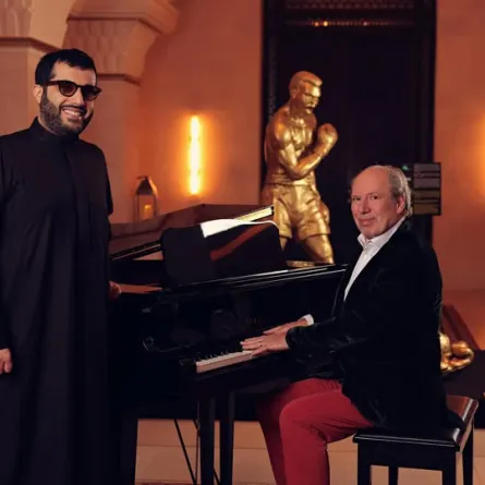 المستشار تركي آل الشيخ والموسيقار العالمي هانز زيمر- الصورة من صفحة المستشار تركي آل شيخ على الفيسبوك