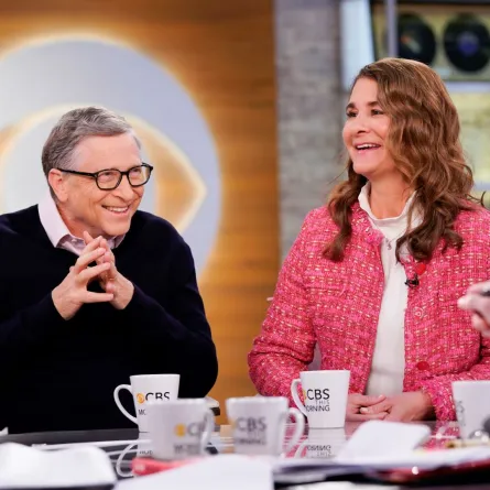 برنامج CBS This Morning يستضيف بيل وميليندا غيتس (CBS This Morning Hosts Bill and Melinda Gates). مصدر الصورة:  Michele Crowe/CBS via Getty Images