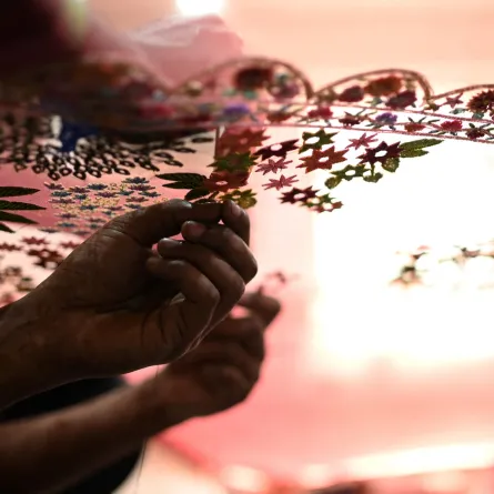  تطريز لزي للمصمم العالمي راهول ميشرا - مصدر الصورة Money SHARMA / AFP