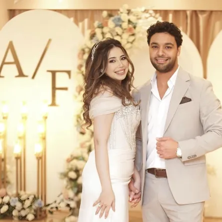 أحمد جمال وخطيبته فرح الموجي - الصورة من مكتب أحمد جمال الصحفي