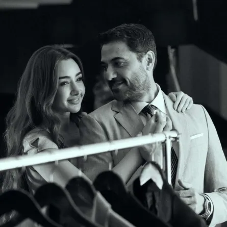 هنا الزاهد وأحمد عز من كواليس فيلم the seven dogs- الصورة من صفحة المستشار تركي آل الشيخ على فيسبوك