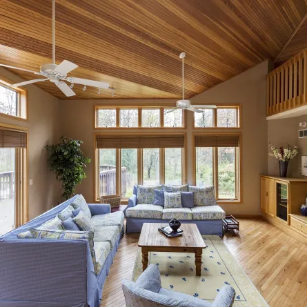 زوجان من المراوح في غرفة المعيشة 