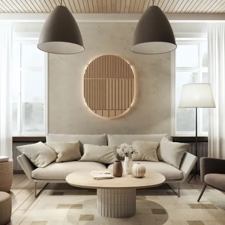 غرفة معيشة ذات ألوان هادئة