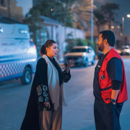 بسمة داود وإبراهيم الحجاج في فيلم إسعاف- الصورة من الشركة المنتجة للفيلم