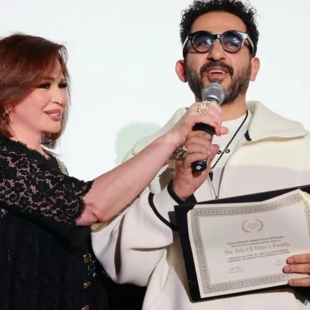 إلهام شاهين وأحمد حلمي في حفل ختام مهرجان هوليوود للفيلم العربي- الصورة من حسابها على إنستغرام