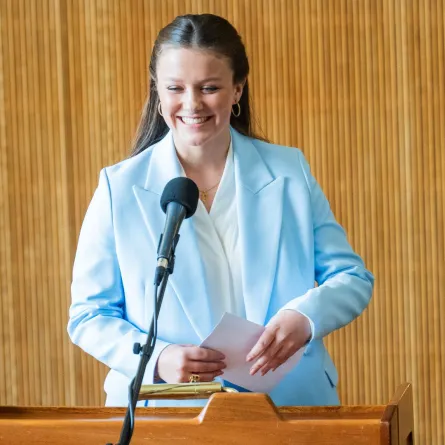 الأميرة إيزابيلا من الدنمارك في قاعة مدينة آرهوس في آرهوس، الدنمارك (Princess Isabella of Denmark at Aarhus City Hall in Aarhus, Denmark). مصدر الصورة: Martin Sylvest Andersen/Getty Images