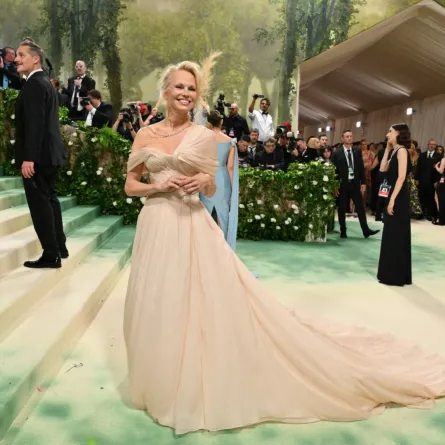 باميلا أندرسون في حفل ميت غالا بمتحف متروبوليتان للفنون في نيويورك (Pamela Anderson at Met Gala at the Metropolitan Museum of Art in New York). مصدر الصورة: Angela WEISS / AFP