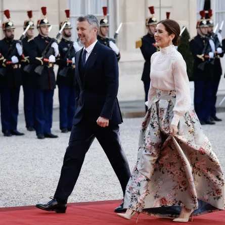 الملك فريدريك والملكة ماري في قصر الإليزيه الرئاسي (King Frederick and Queen Mary at the Élysée Palace  ). مصدر الصورة: Ludovic MARIN / AFP