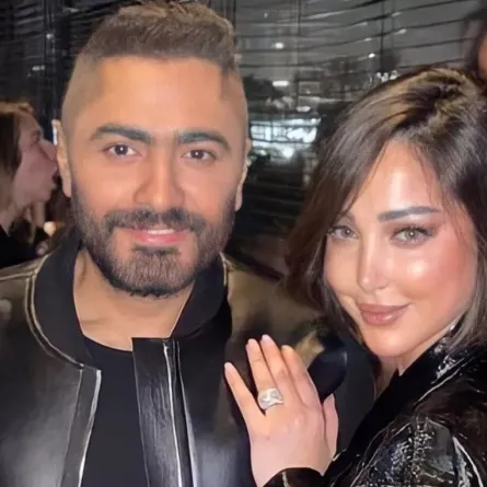 بسمة بوسيل وتامر حسني - الصورة من حساب تامر حسني على الفيسبوك