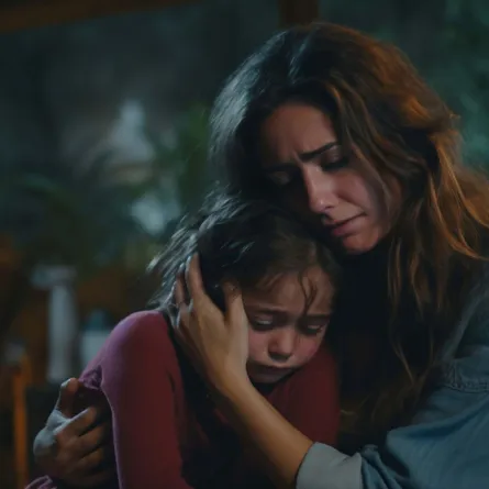 صورة لأم تحتضن طفلتها