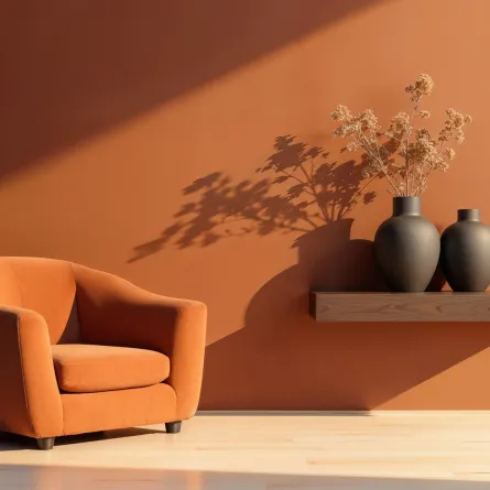 غرفة معيشة بلون التراكوتا