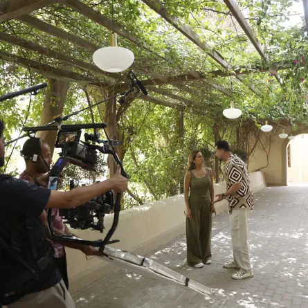 نيللي كريم وشريف سلامة من كواليس الفيلم- الصورة من المكتب الإعلامي