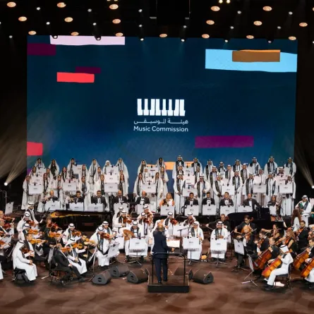 الحفل اختتم بعرض موسيقي قدّمته الأوركسترا والكورال الوطني السعودي بقيادة المايسترو نادر عباسي والمايسترو رئاب أحمد